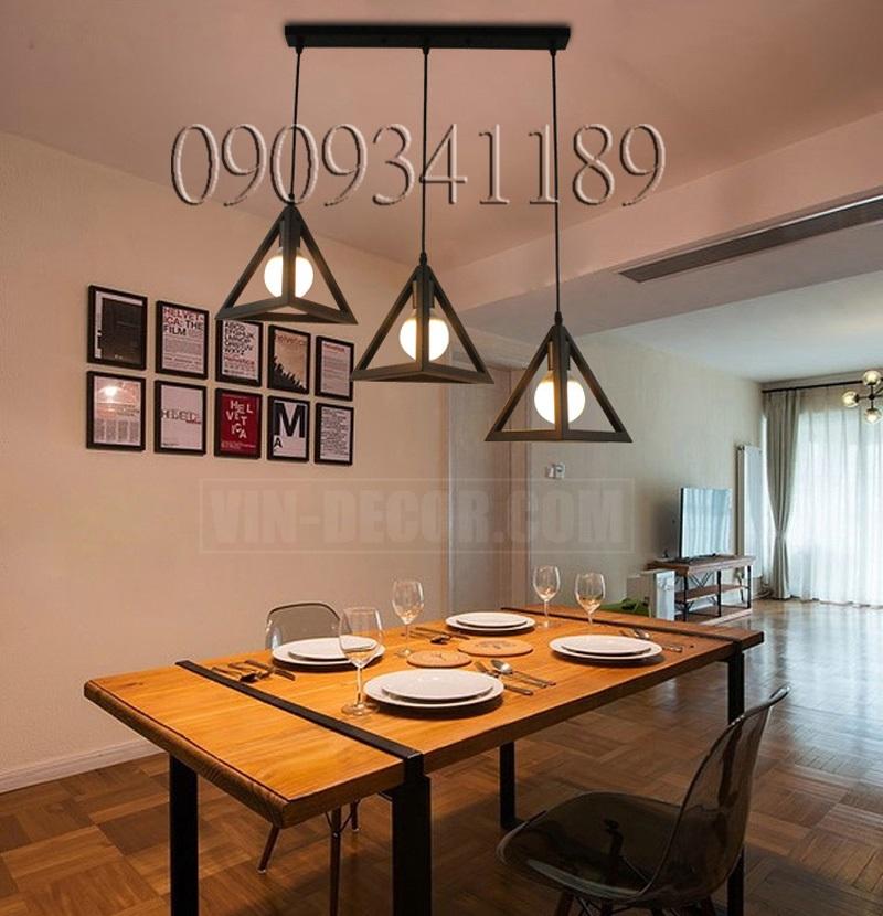 [HCM]đèn thả 3 tam giác đế THẲNG - đèn thả bàn ăn