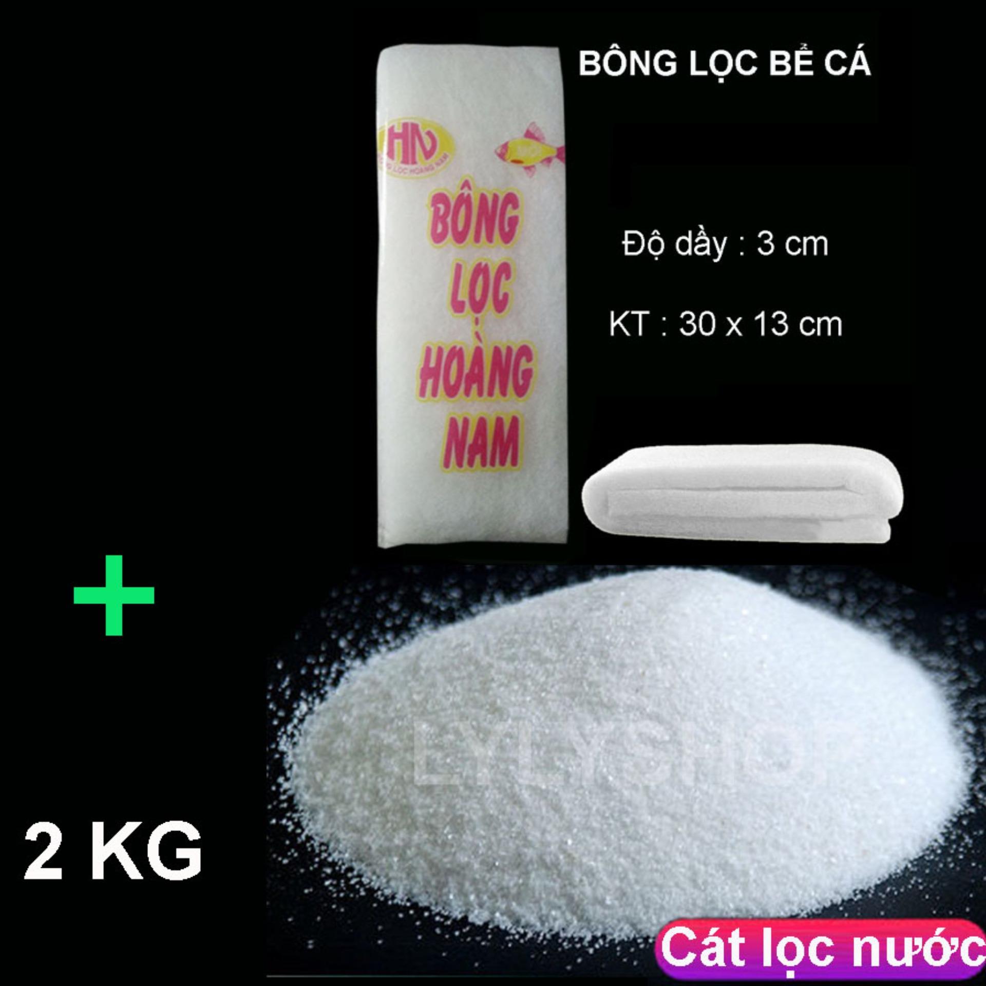 Combo cát thạch anh + bông lọc bể cá