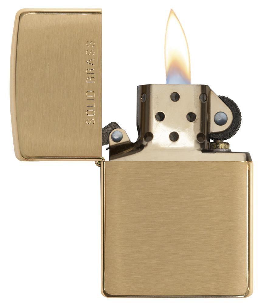 Zippo Brushed Brass Engraved Lighter 204