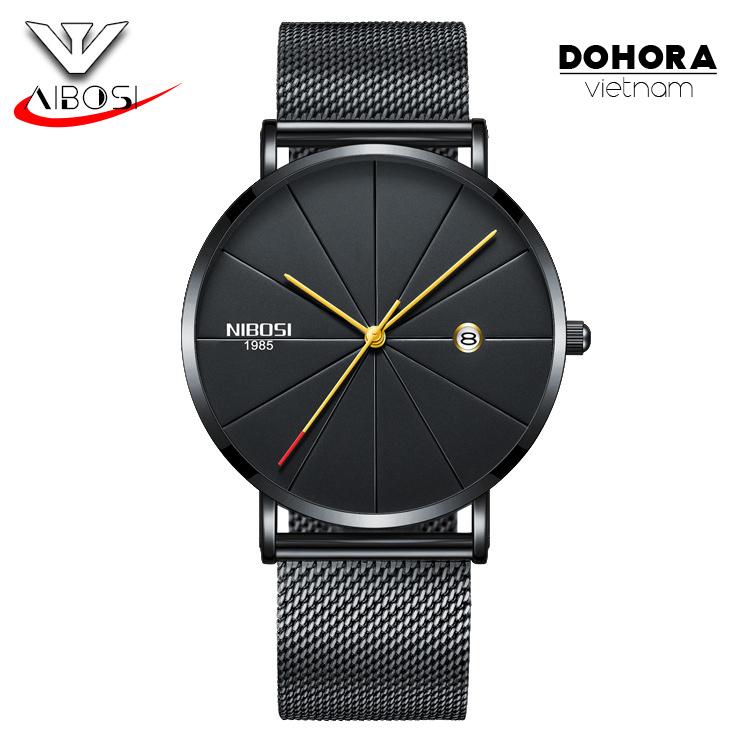 Đồng hồ nam Nibosi D06 mặt mỏng dây Titanium cao cấp