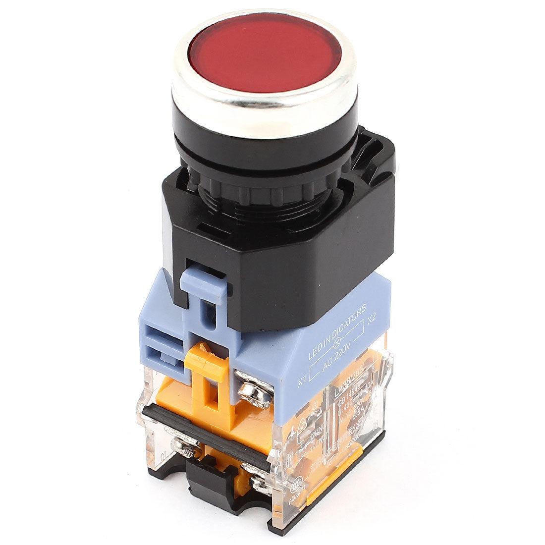 Nút nhấn LA 38 Phi 22 có đèn - Đỏ