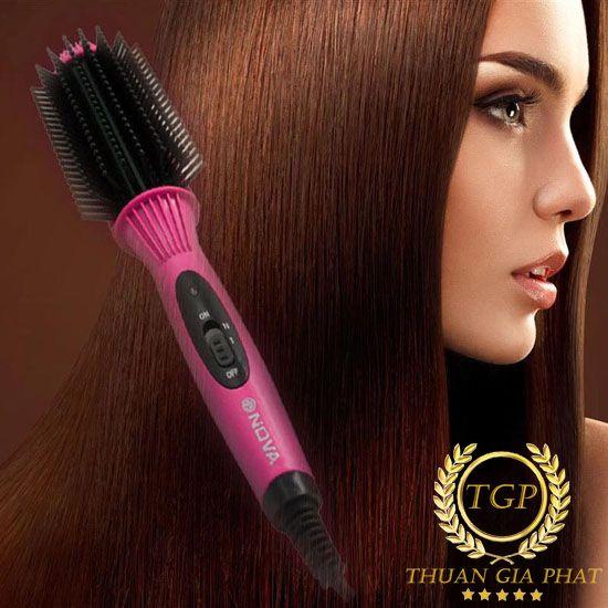 Lược điện uốn cúp đuôi tóc chải thẳng đa năng Nova 8810