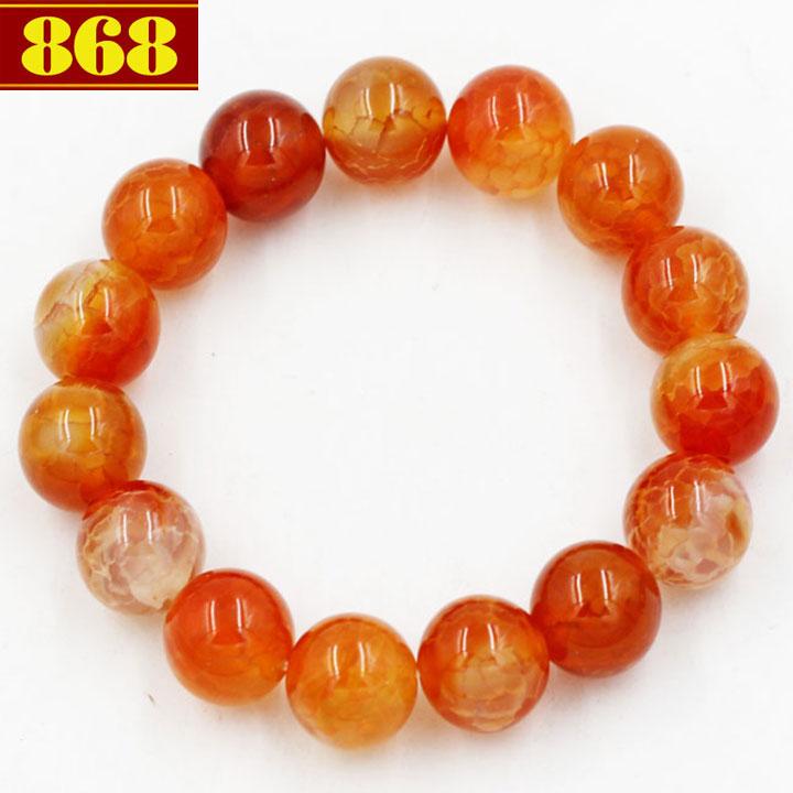 Chuỗi tay đá vân rồng cam 12 ly 15 hạt