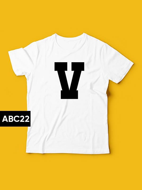 Áo thun nữ đẹp form rộng Hàn Quốc in bảng chữ cái chữ V  ( Trắng )