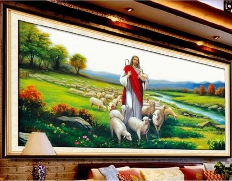 Tranh thêu chữ thập chúa chăn chiên DLH-YA979-Siêu thị tranh thêu