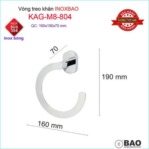 Vòng treo khăn Inox Bảo, máng treo khăn inox SUS304 KAG-M8-804