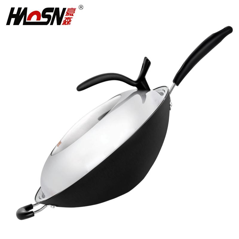 Haosn 34cm Phủ Thép Không Gỉ Thủ Công Chảo Inox Chảo