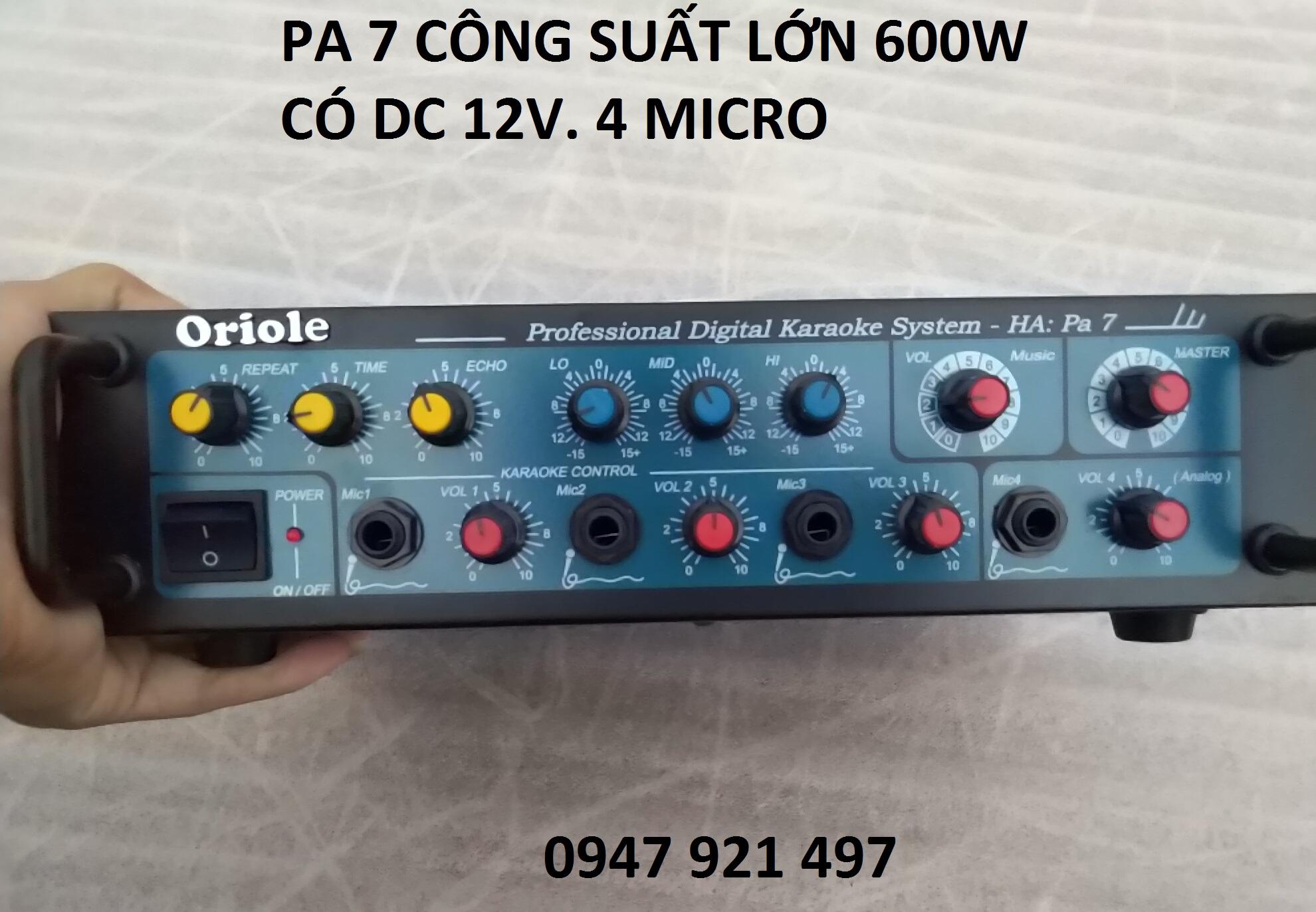 AMPLI LIỀN KARAOKE MINI ORIOLE  CÔNG SUẤT LỚN 600W - CÓ DC 12V CÔNG SUẤT LỚN