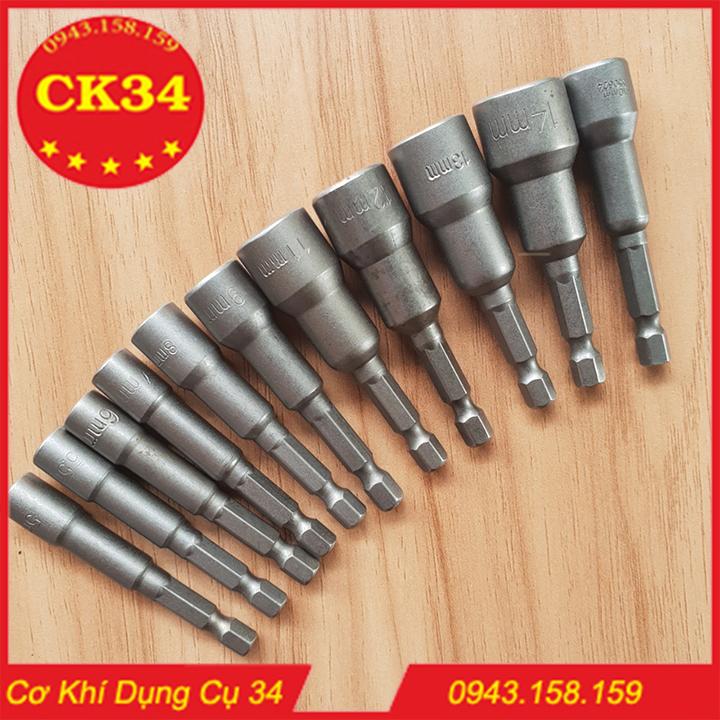 Bộ tuýp, bộ chụp 5.5-14mm chuôi lục giác dài 65mm cho máy khoan, máy bắn vít