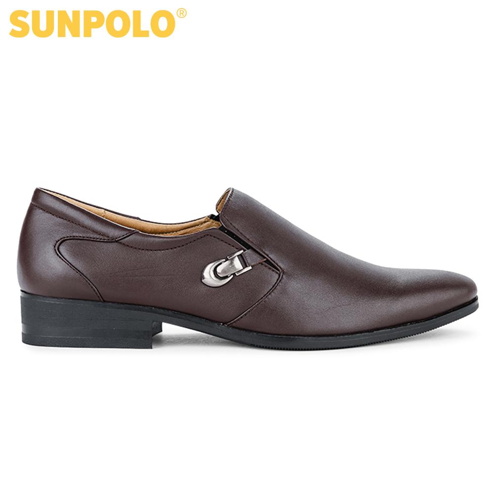 Men leather formal shoes SUNPOLO SUKT119ND (brown, black)