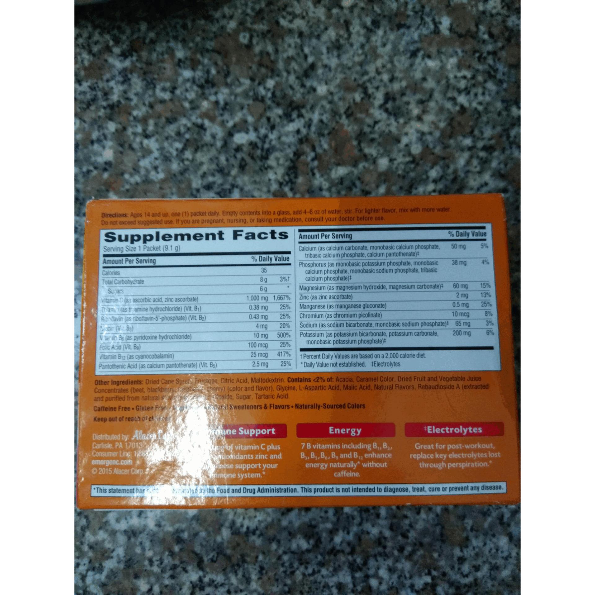 Bột pha nước trái cây vị mâm xôi Emergen-C (30 gói)