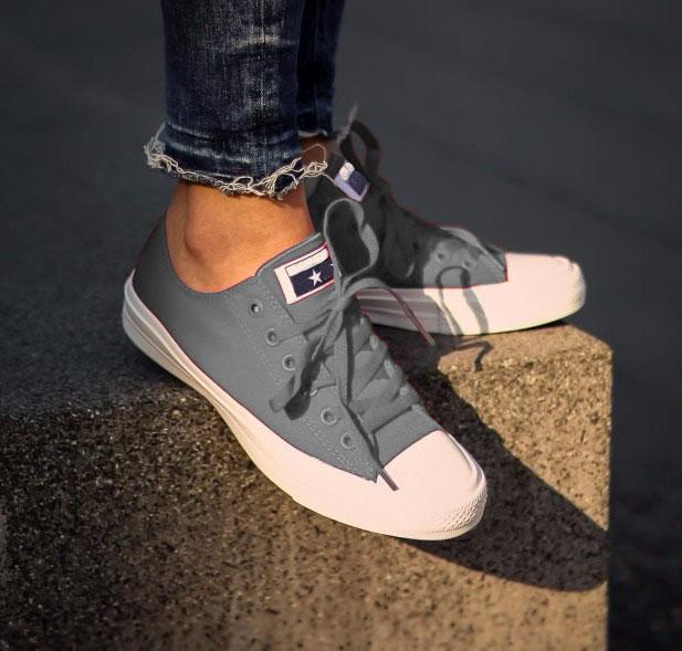 Giày Vải Sneaker CV CK2 Cổ Thấp Nam Màu Xám Nhạt
