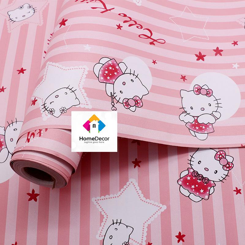 10M giấy dán tường có keo mèo hồng- khổ 45 cm hpmwallpaper