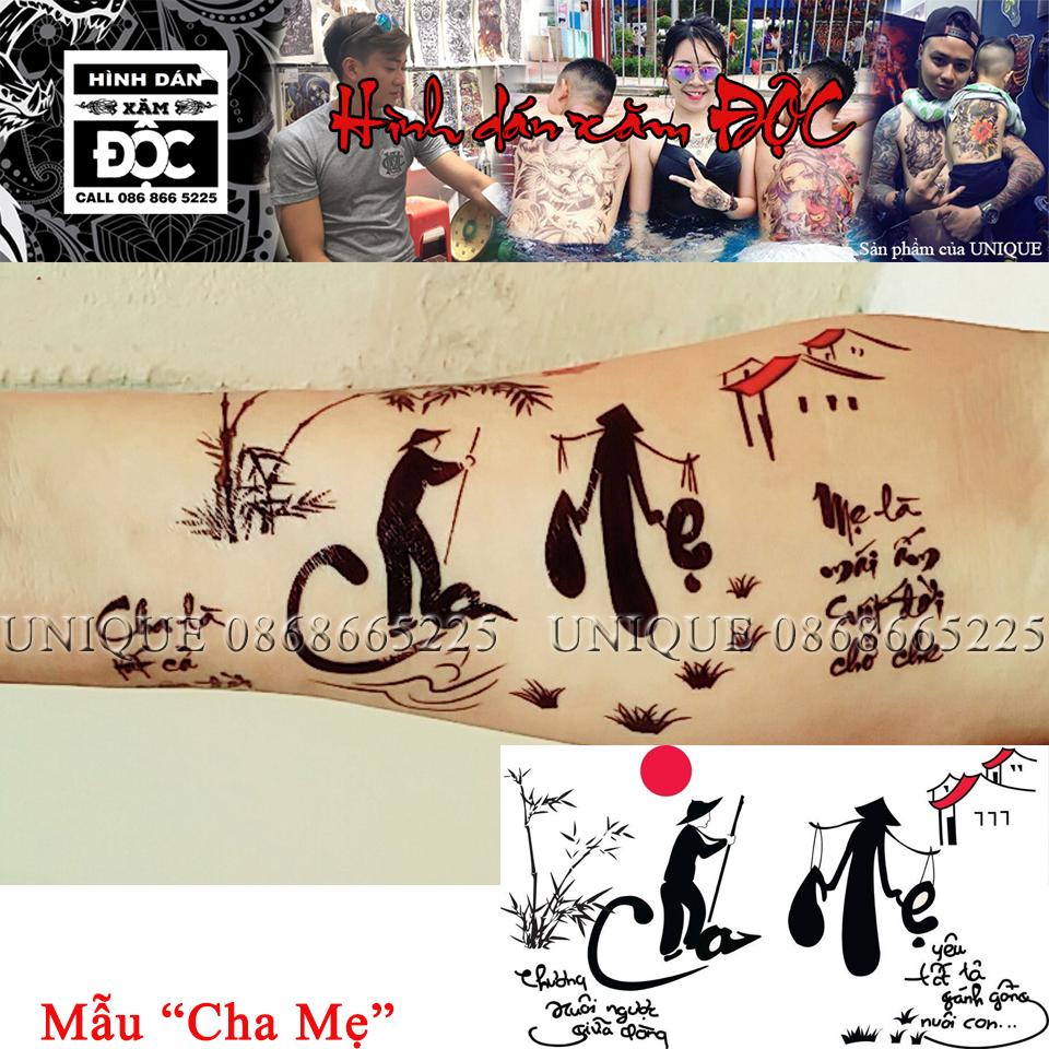 Troll phụ huynh cực bá đạo bằng mẫu xăm cha mẹ - unique cm14x21cm