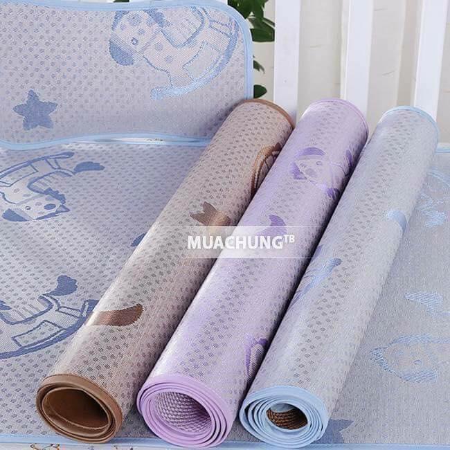 Chiếu lụa điều hòa cho bé kèm thêm gối Hương thảo mộc
