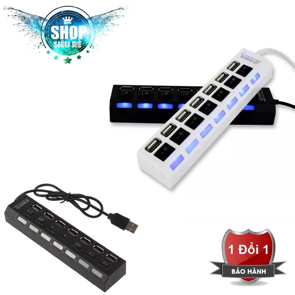 Thiết bị chia 7 cổng USB có công tắc đen