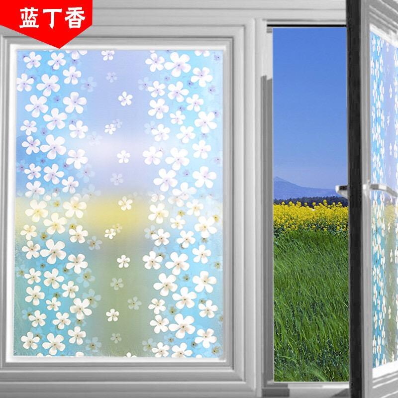 5 Mét Decal Dán Kính Mờ Khổ 45cm Rộng Có Keo - HOA LÀI XANH DƯƠNG PK055