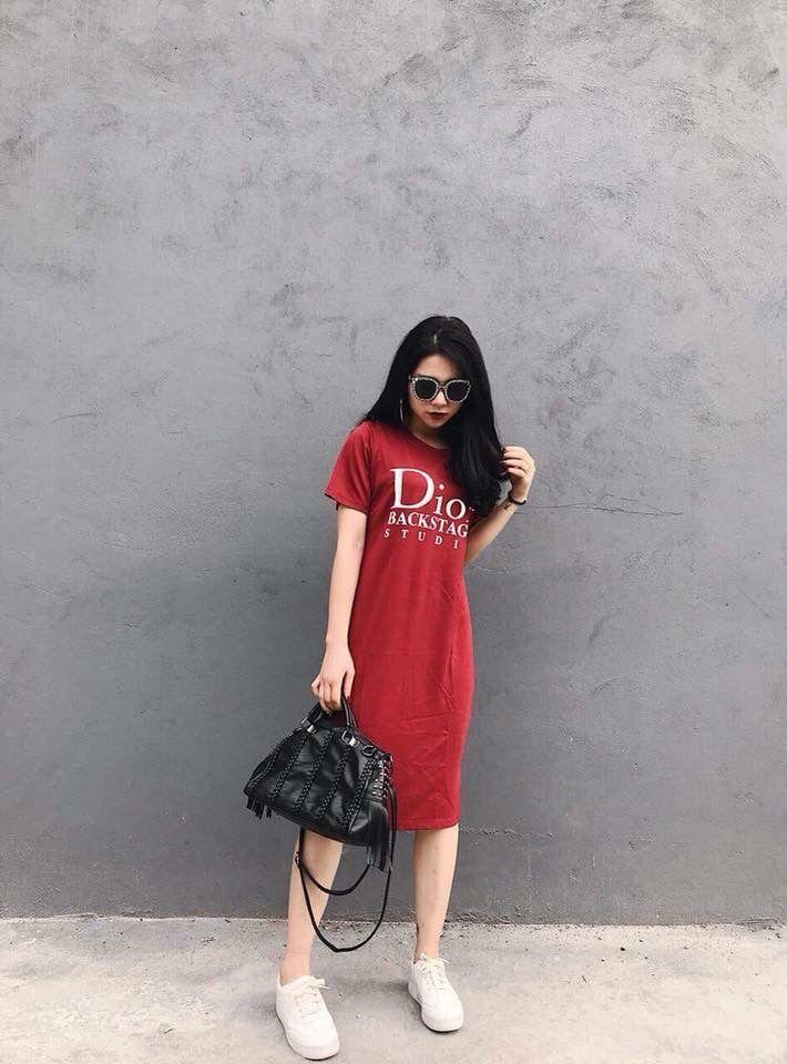 Đầm suông in chữ d797