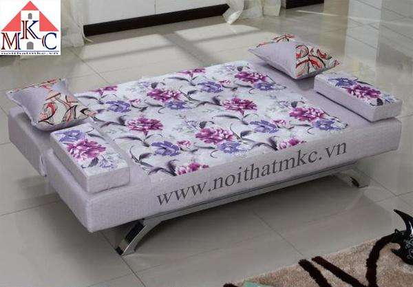 Giường gấp sofa 2in1 màu ghi kết hợp hoa văn