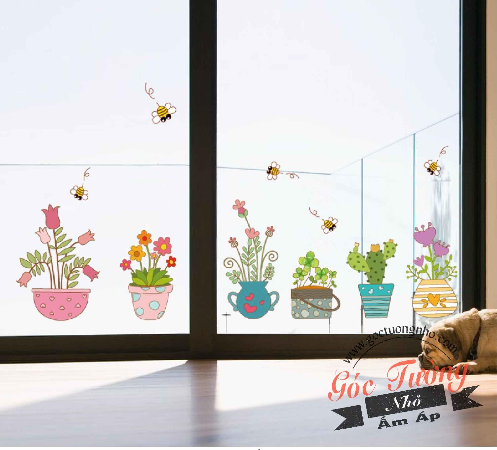 DECAL DÁN TƯỜNG HÌNH CHẬU CÂY SK7065
