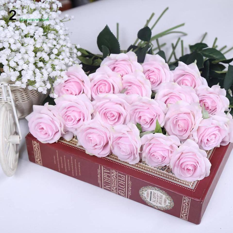 Combo 5 cành hoa hồng nhung lụa đẹp - hoa giả - hoa lụa cao cấp