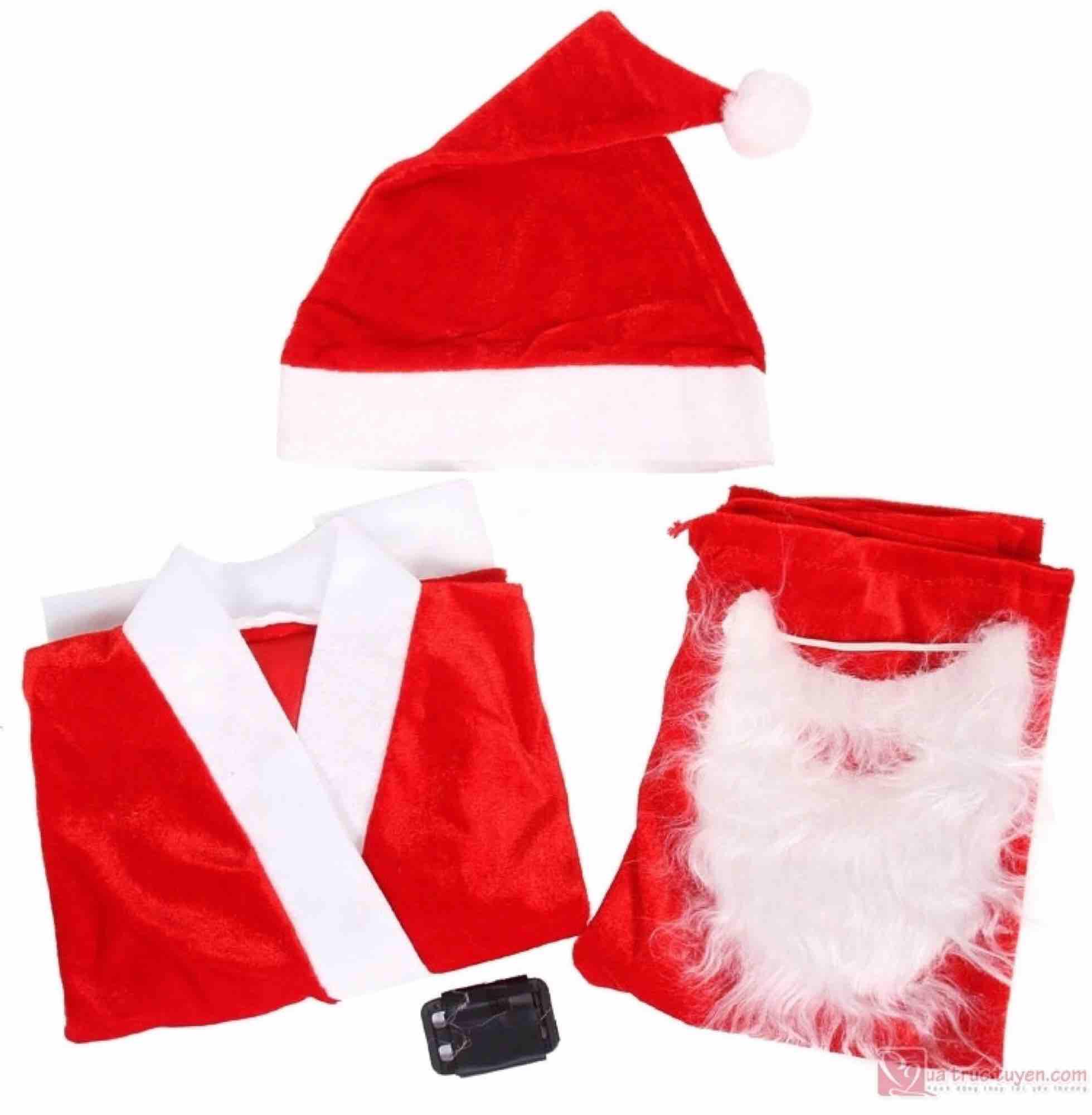 Sét 7 món đồ ông già Noel người lớn vải nhung trang phục noel ngày lễ guáng sinh