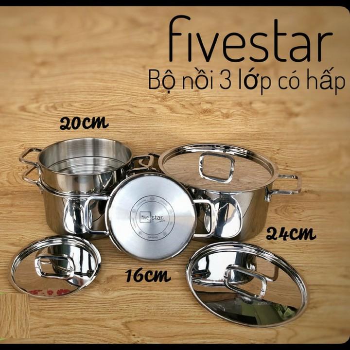 BỘ NỒI XỬNG HẤP FIVESTAR 3 LỚP ĐÚC LIỀN-INOX 304