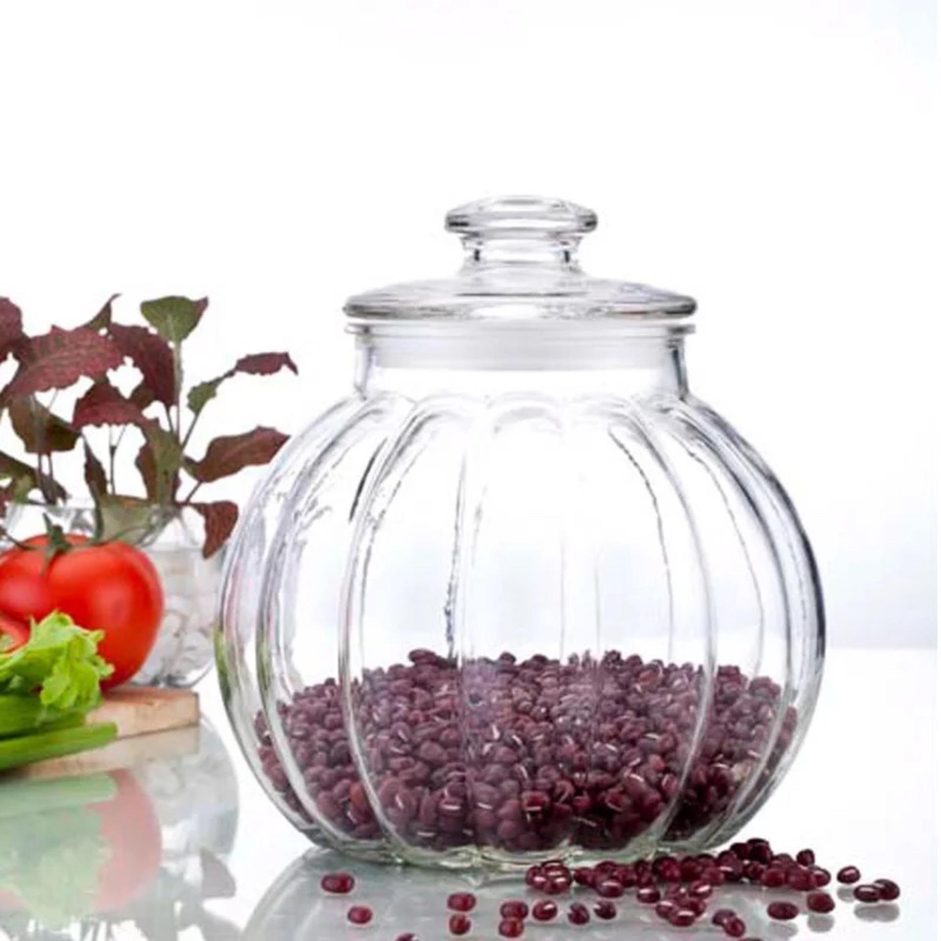 Lọ thủy tinh hũ gia vị 2000ml trái bí nắp thủy tinh