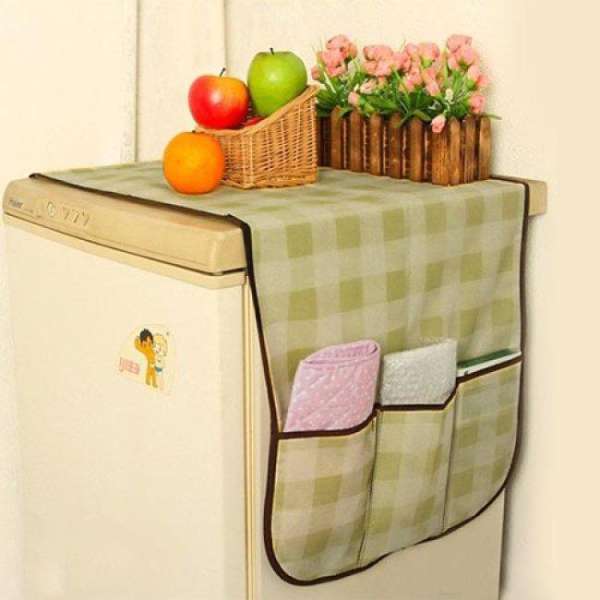 Miếng phủ tủ lạnh ô vuông có túi tiện dụng