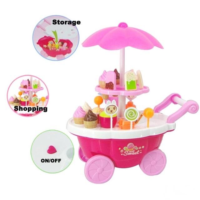 Đồ chơi cho bé Xe Đẩy Bán Kem DIY 784 ( có ĐÈN và PHÁT NHẠC )