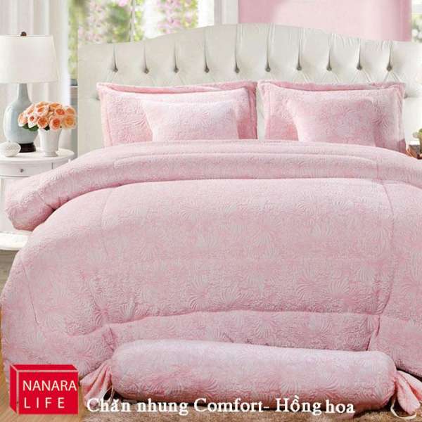 Chăn nhung Comfort Nanara Fiffe - Nhật Bản 200x230cm (Hồng hoa)