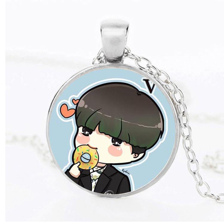Dây chuyền mặt chibi BTS cute (dây bạc)