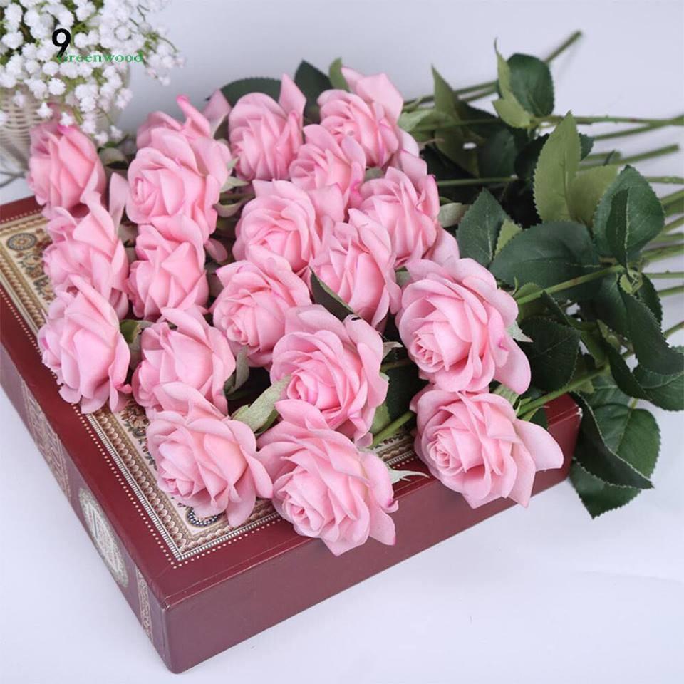 Hoa giả - 1 cành hồng nhung cao cấp bông to cành dài HN.508
