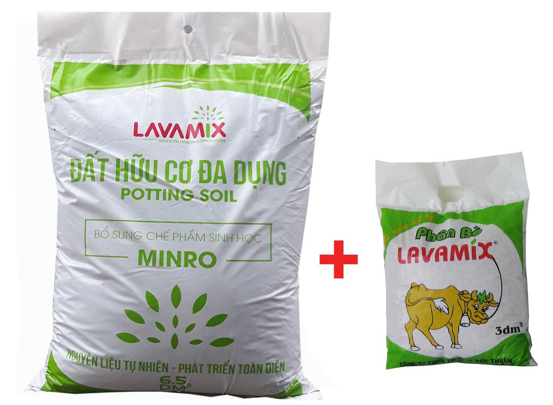 Set of 2 bags of clean soil 5dm3 and pure cow dung 3dm3 for vegetable garden, garden