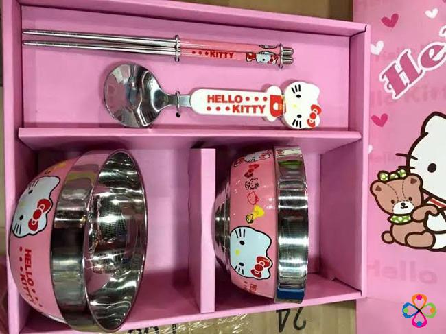 Bộ bát ăm dặm inox kitty doremon