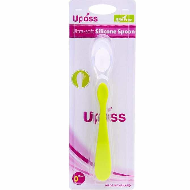 Thìa ăn dặm silicon siêu mềm (màu lá)UP3019NL