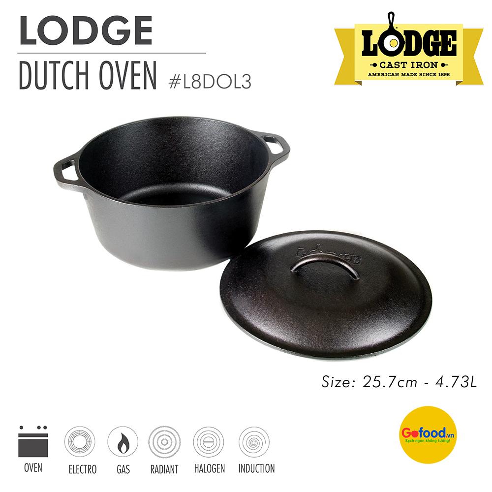 Nồi gang Lodge đường kính 25.7 cm - dung tích 4.73 lít