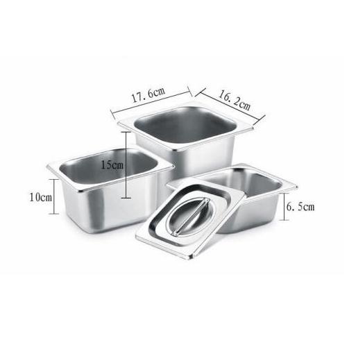 KHAY INOX ĐỰNG THỨC ĂN 1/6 SÂU 15CM