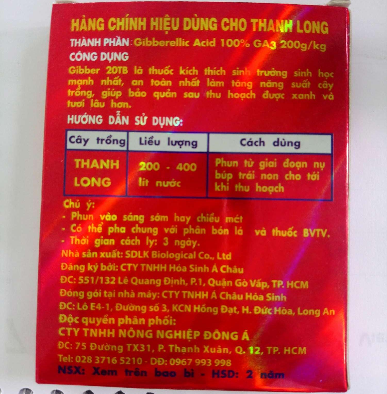 Kích thích sinh trưởng GA3 20% ( Gibberellic 20TB)
