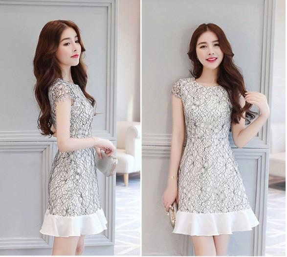 Đầm suông phối ren lưới hoa có size lớn ngoctranshop - nt8101