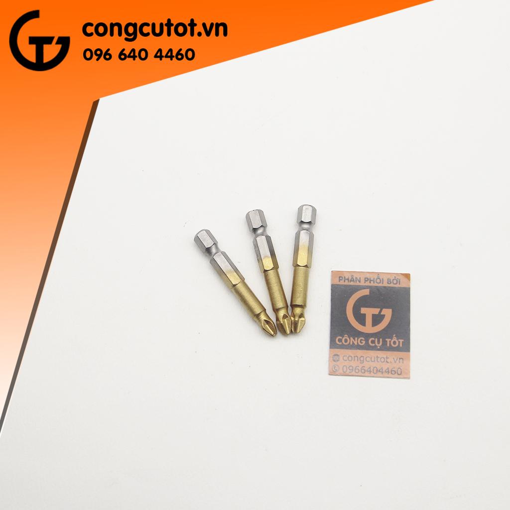 Mũi vặn đầu vít phủ Titanium chuôi lục