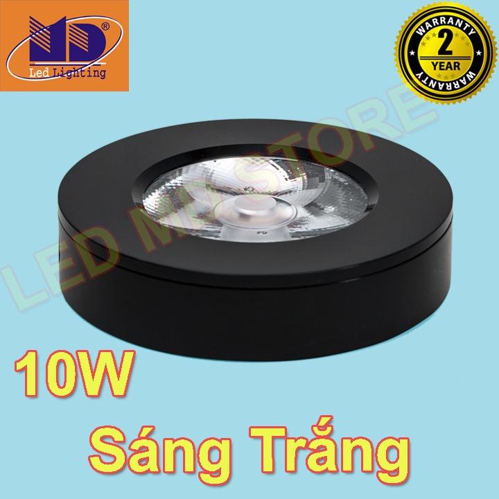 Bộ 5 Đèn led ốp nổi Tròn COB vỏ đen ánh sáng trắng 10W