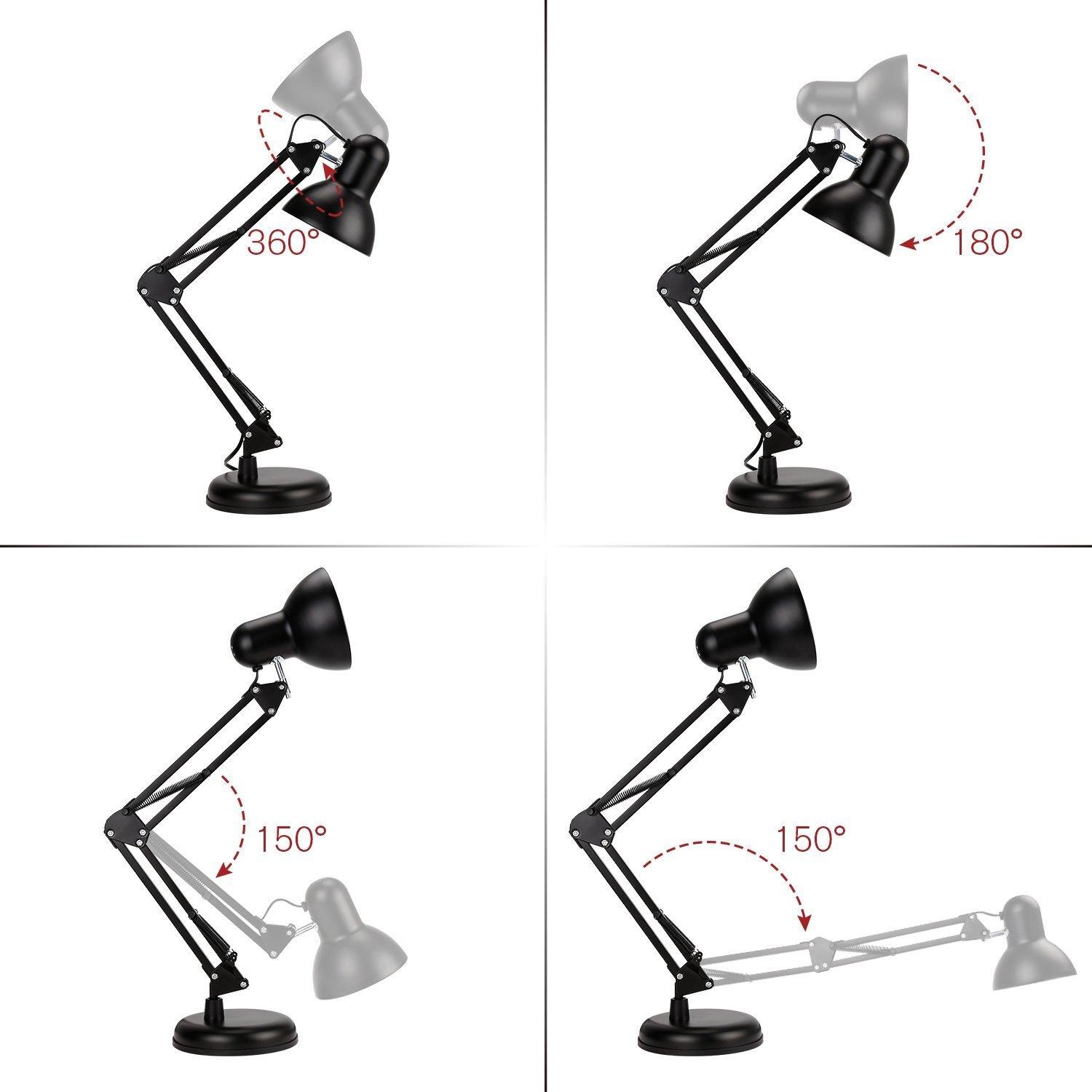 Đèn bàn học tập, làm việc, có chân kẹp bàn Pixar MT-322 (đen) + Tặng 1 bóng LED 7W (ánh sáng trắng)
