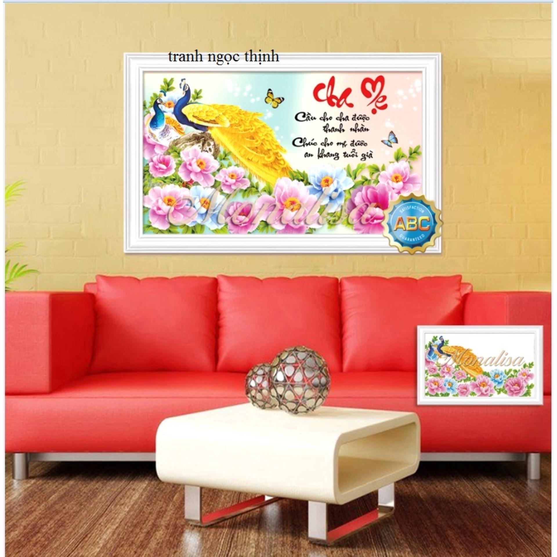 tranh đính đá cha mẹ -50x80cm-Y8147(đỏ)