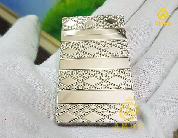 Bật lửa Dupont bạc kẻ xéo D16