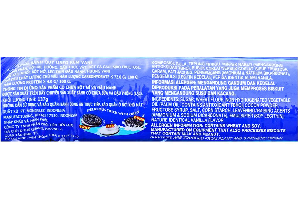 Bánh quy socola kem vani Oreo 137g