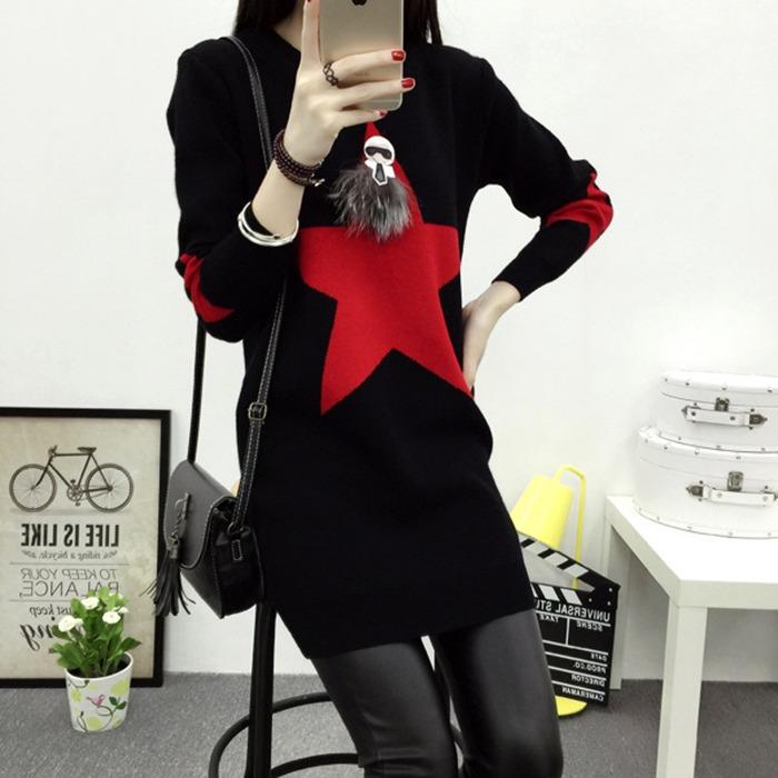 Áo len nữ form dài hình ngôi sao (Size M)