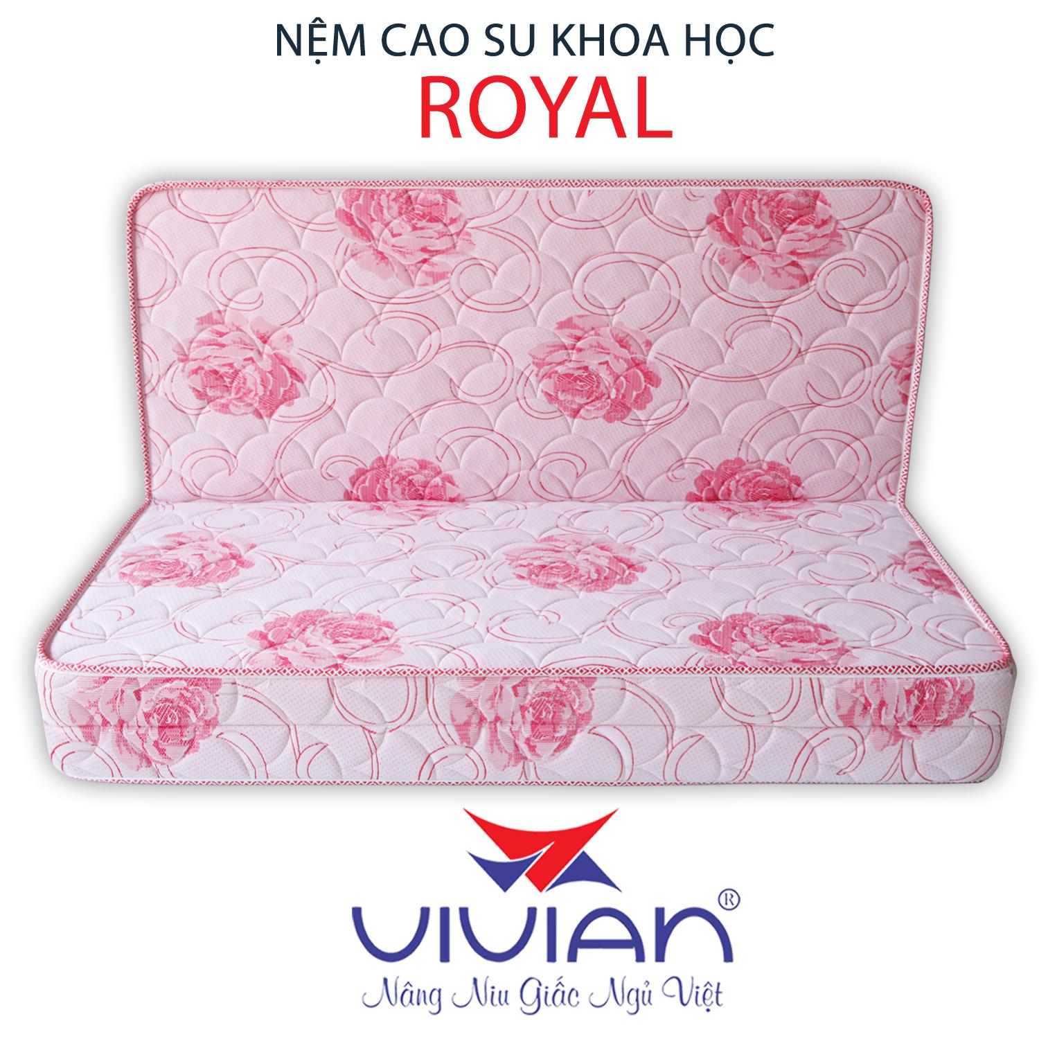 Nệm Cao Su Khoa Học Gấp 3 Royal Vivian (1.2 x 2.0 m) Nền Trắng Hoa Văn Màu Sắc Ngẫu Nhiên