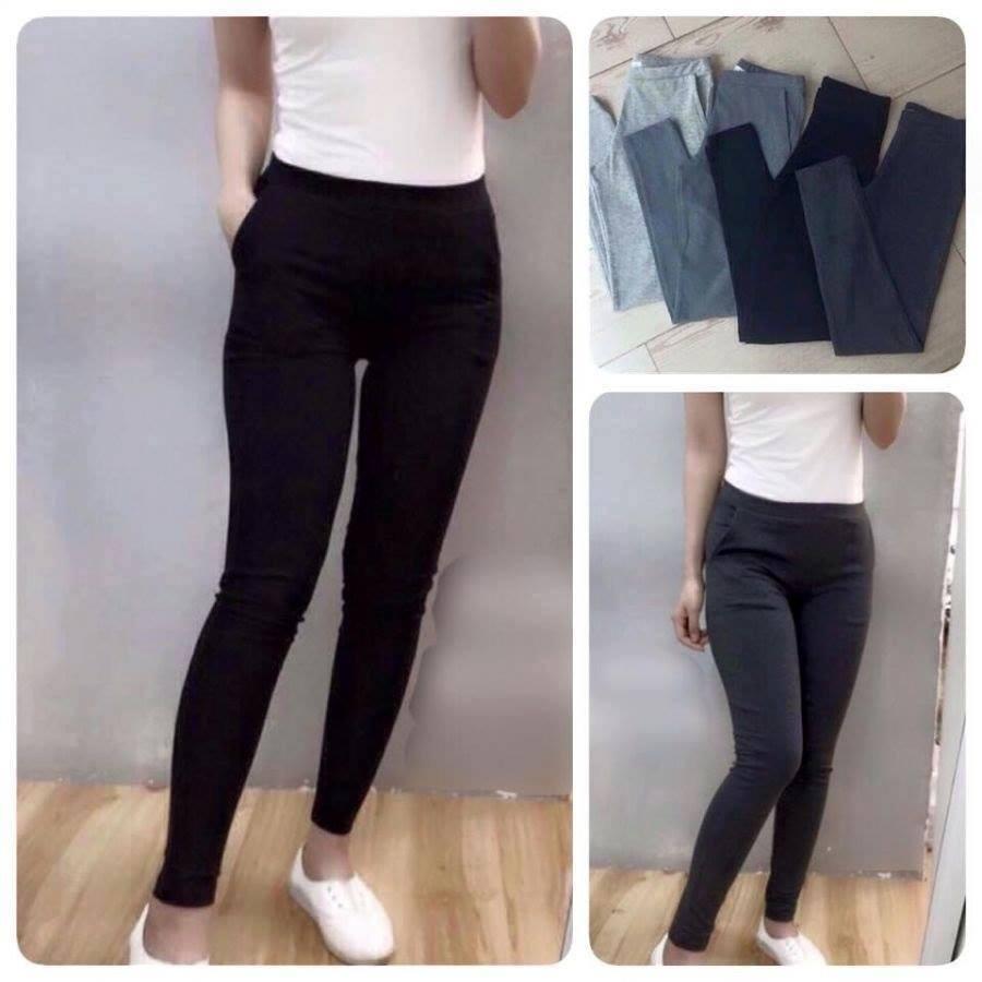 [HCM]Quần Legging Nữ Trơn 2 Túi Xéo
