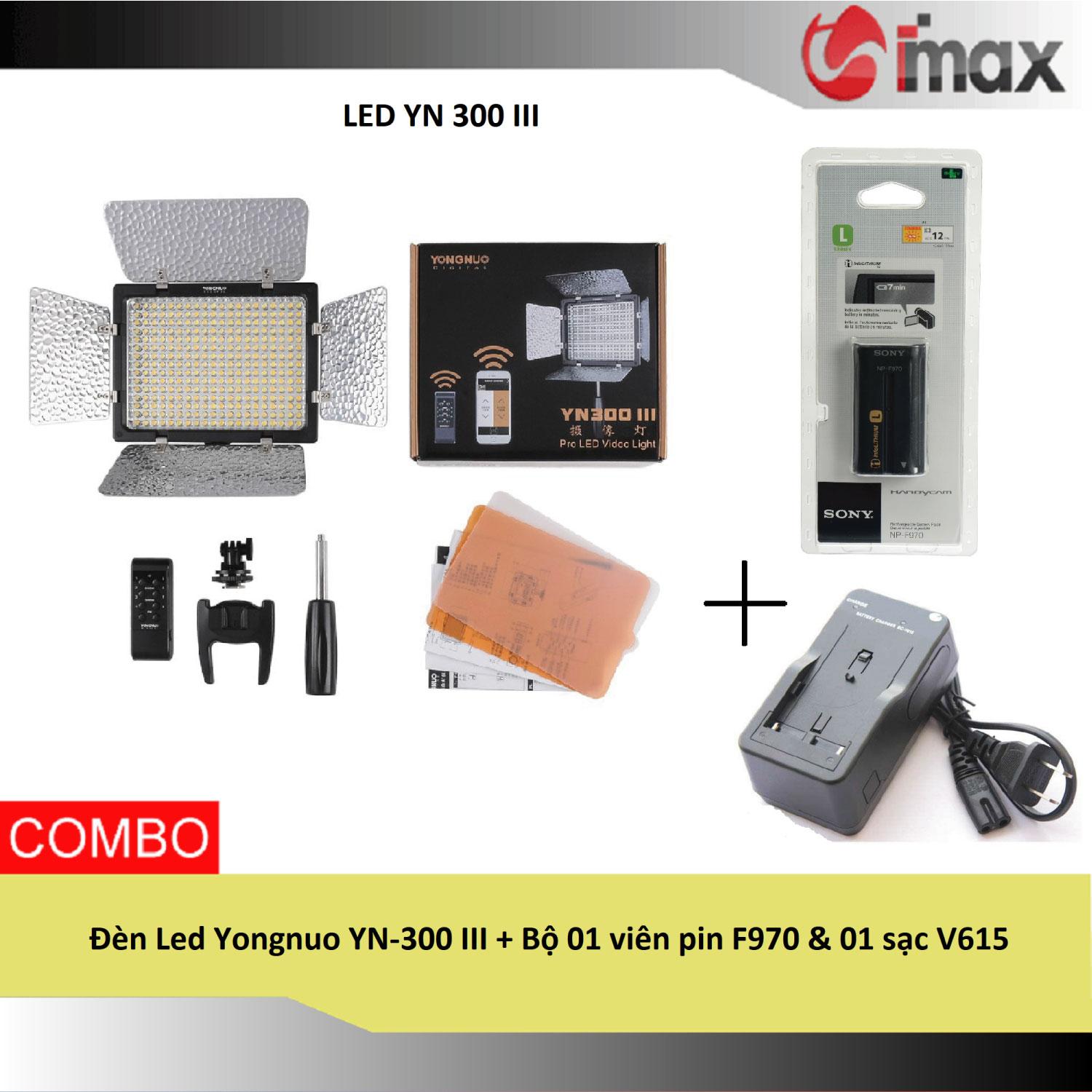 Đèn Led Yongnuo YN-300 III + Bộ 01 viên pin F970 & 01 sạc V615